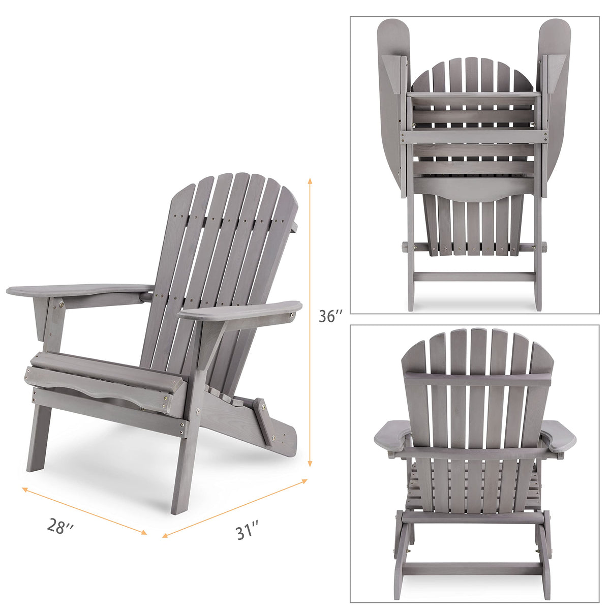 Solid Cedar Wood Adirondack Chairs Set of 2 G47384