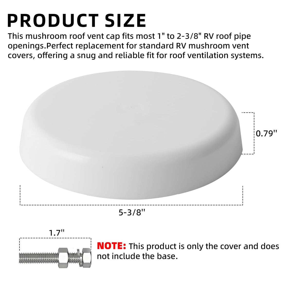 Mushroom Style RV Plumbing Vent Cap P1705