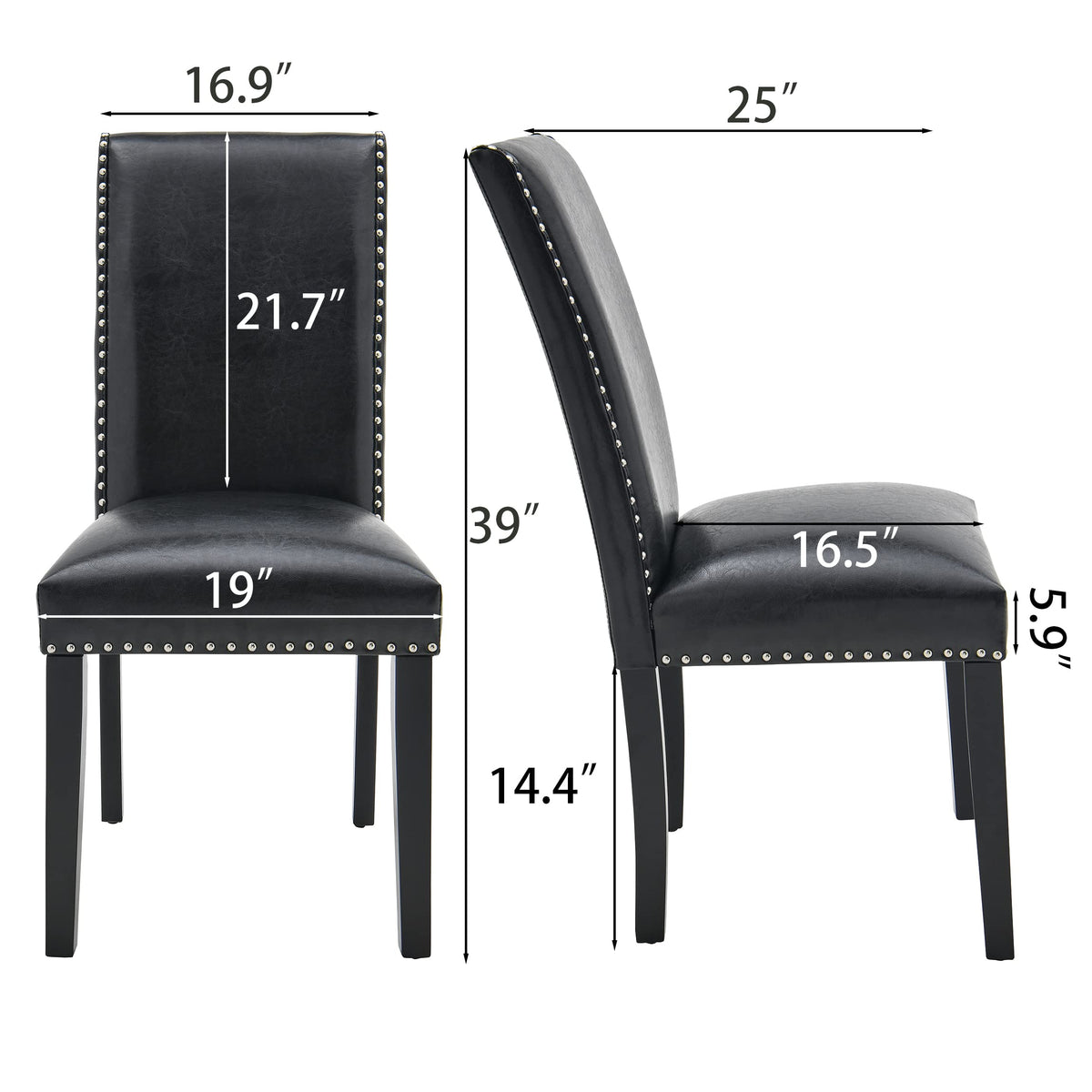 Black PU Dining Chairs Set of 2 B25803
