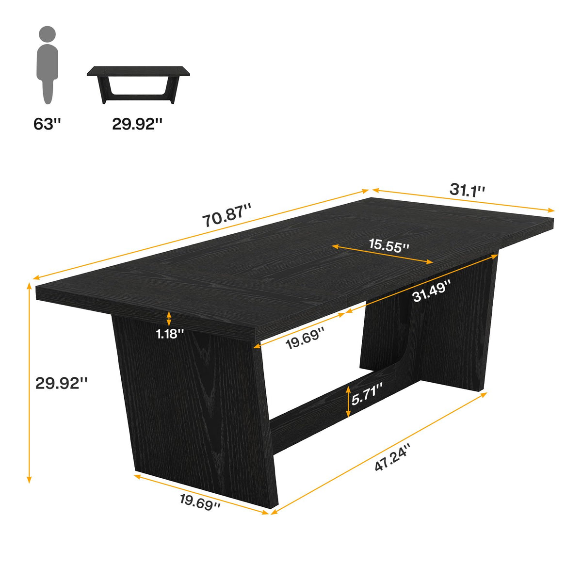6 FT Rectangular Conference Table with Pedestal Base P324