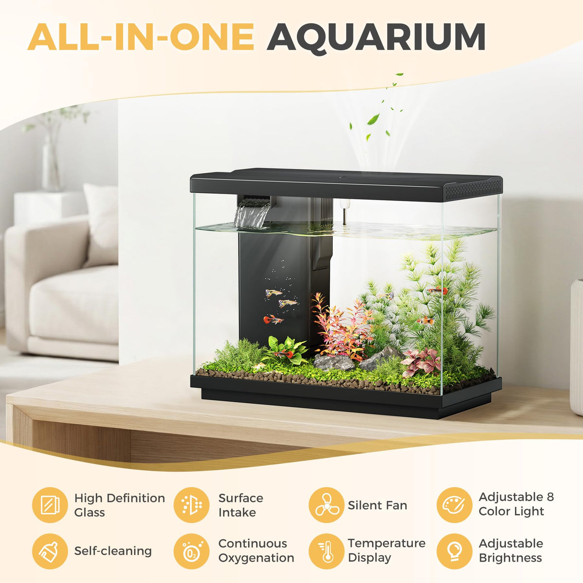 2.2 Gallon Small Black Fish Tank O180