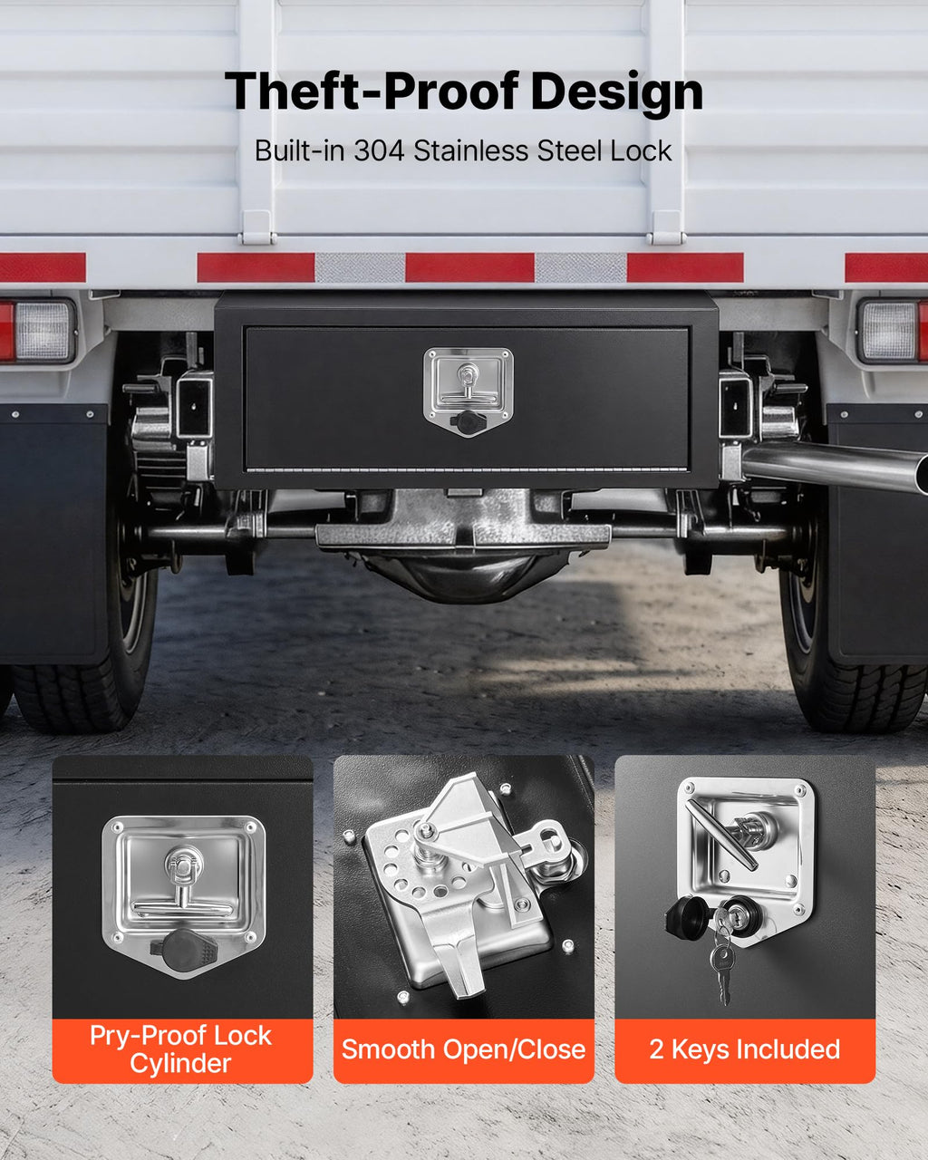 Underbody Truck Tool Box 27 x 10 x 10 Inch Heavy Duty Steel with Lock & Keys Black N23147