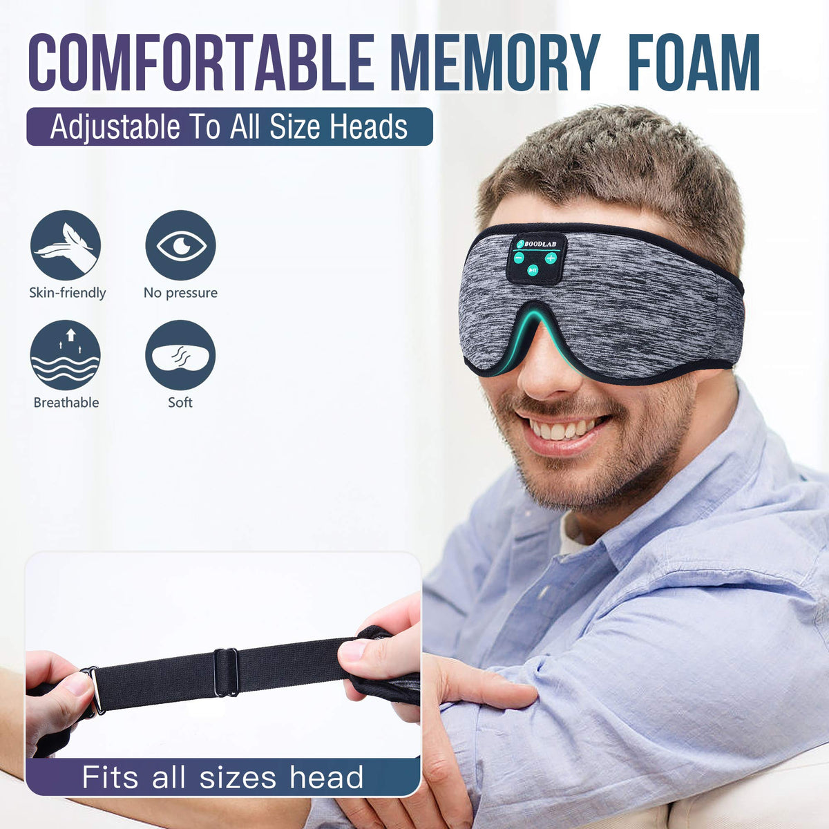 3D Sleep Mask with Bluetooth Headphones I182