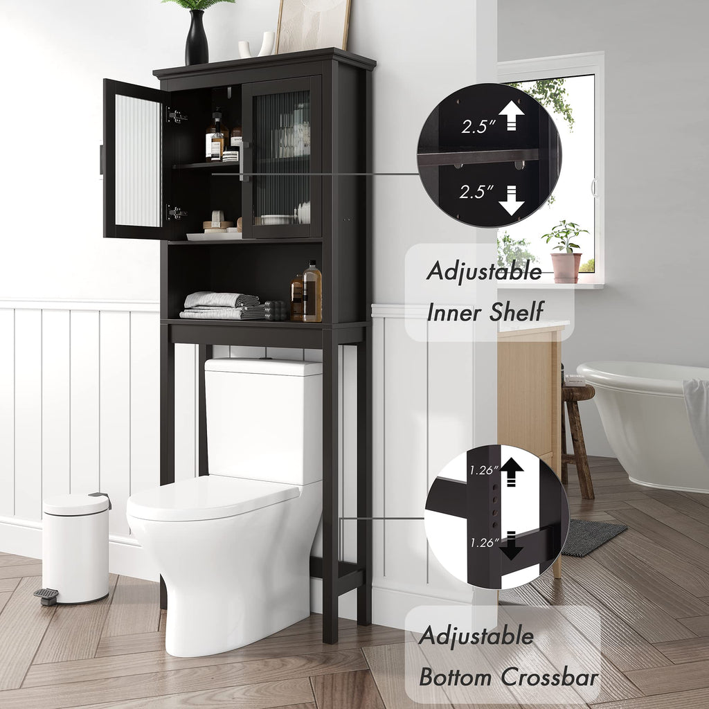 Over the Toilet Storage Cabinet with Glass Doors U201166