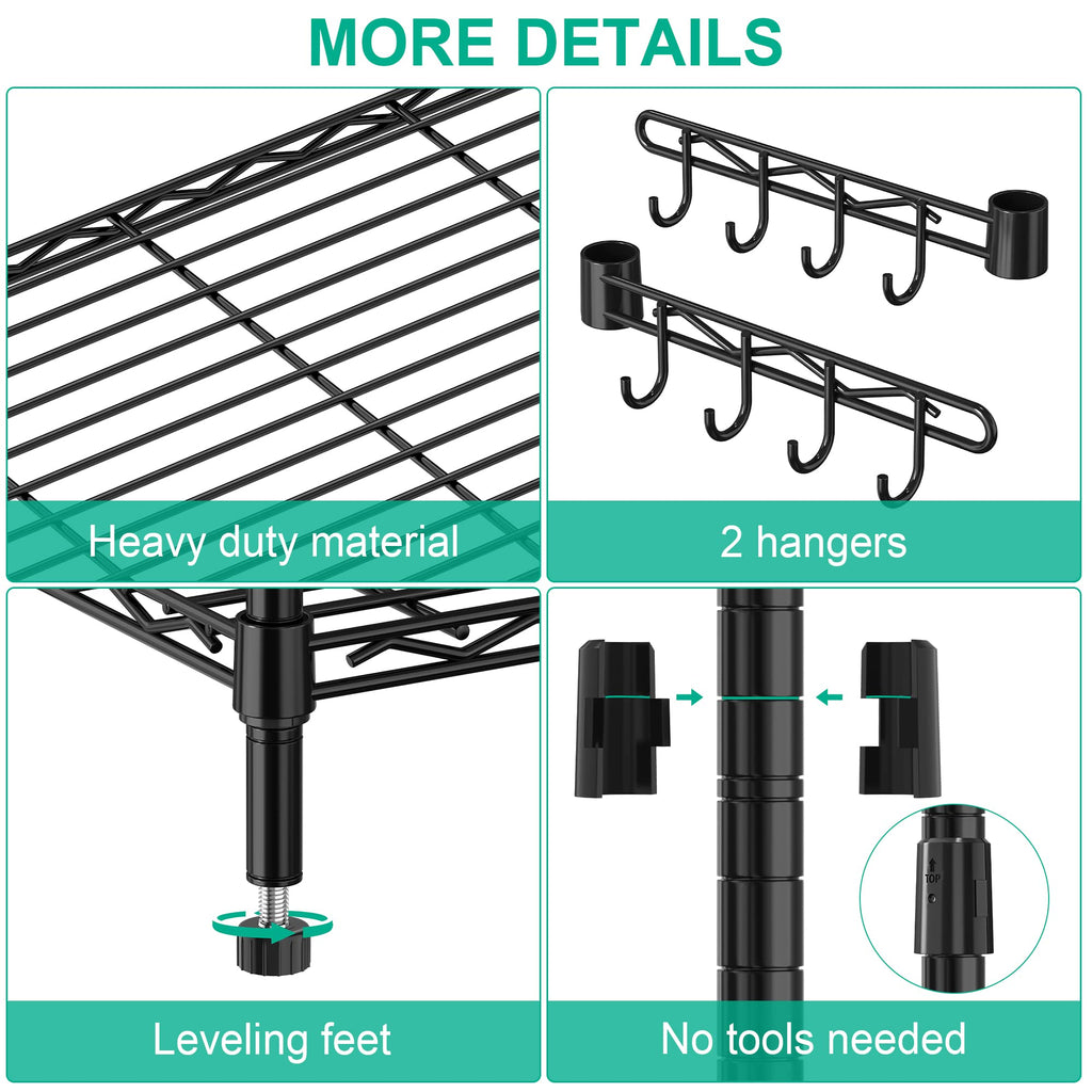 5-Tier Rolling Metal Wire Shelving Unit L35328
