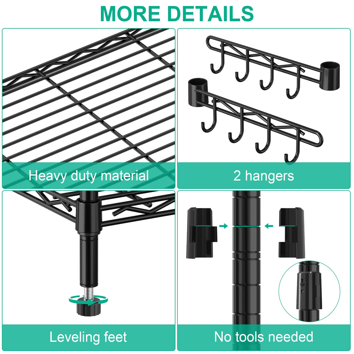 5-Tier Rolling Metal Wire Shelving Unit L35328