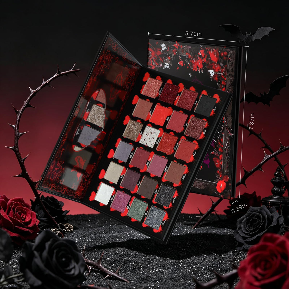 Dark Red Black Burgundy Gray Eyeshadow Palette P437462