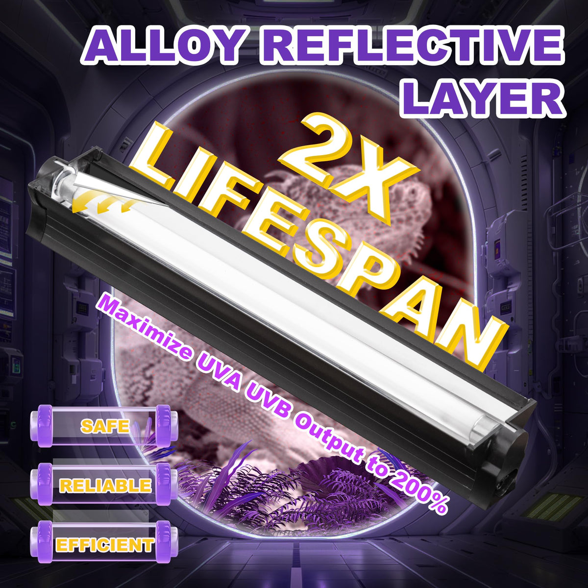 24W T5 HO UVB Reptile Light Fixture with Fluorescent Bulbs C3786