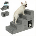 Grey 5-Step Dog Stairs with Non-Slip Washable Cover O3048