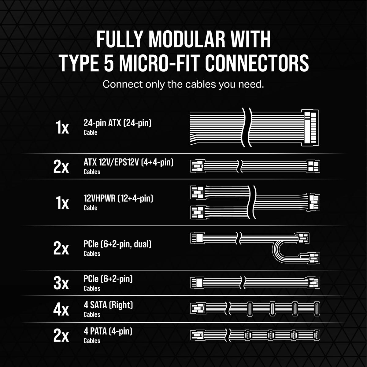 Black ATX 3.1 PCIe 5.1 Power Supply J42707
