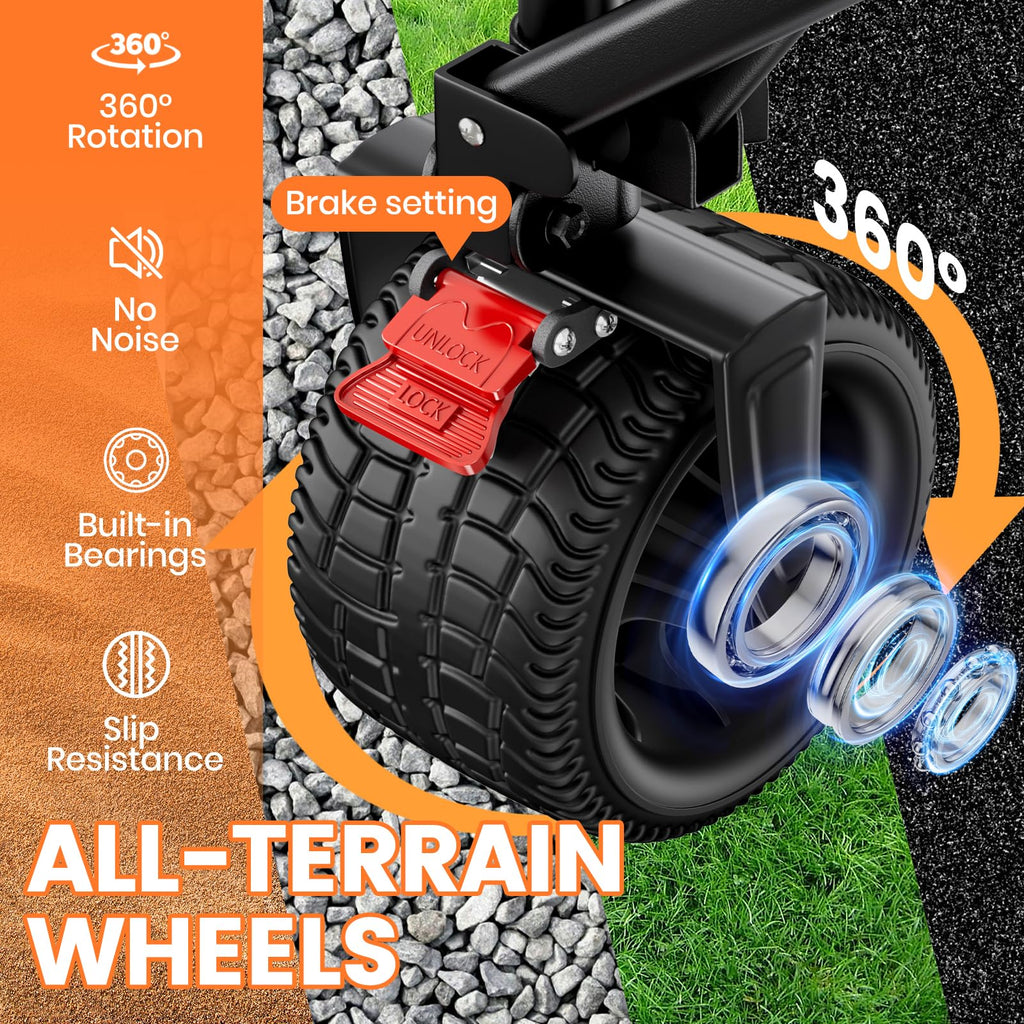 Foldable Collapsible Wagon with All-Terrain Wheels and Cup Holders, Black U7679