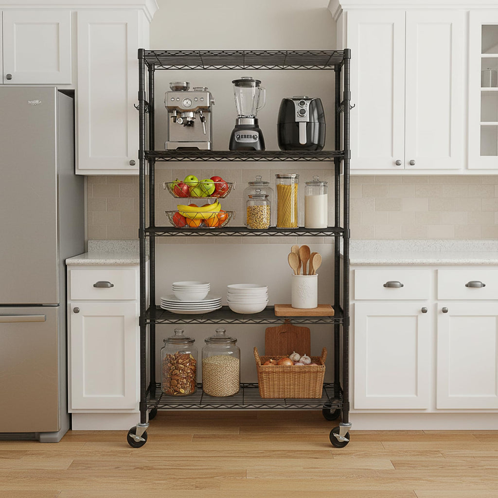 5-Tier Rolling Metal Wire Shelving Unit L35328