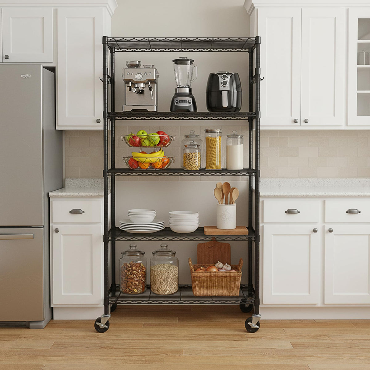 5-Tier Rolling Metal Wire Shelving Unit L35328