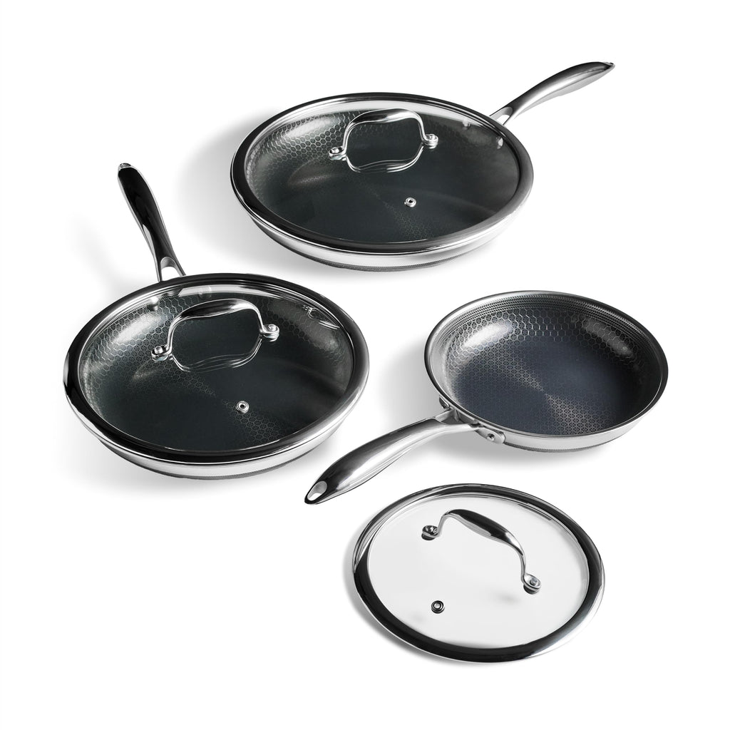 6pc Hybrid Nonstick Frying Pans Set with Lids H2454