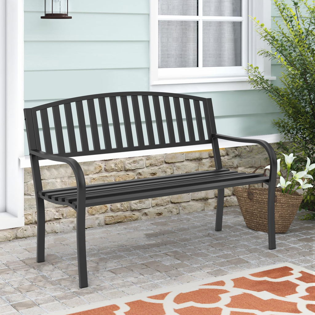 Weatherproof Heavy-Duty Wrought Iron Outdoor Bench O426
