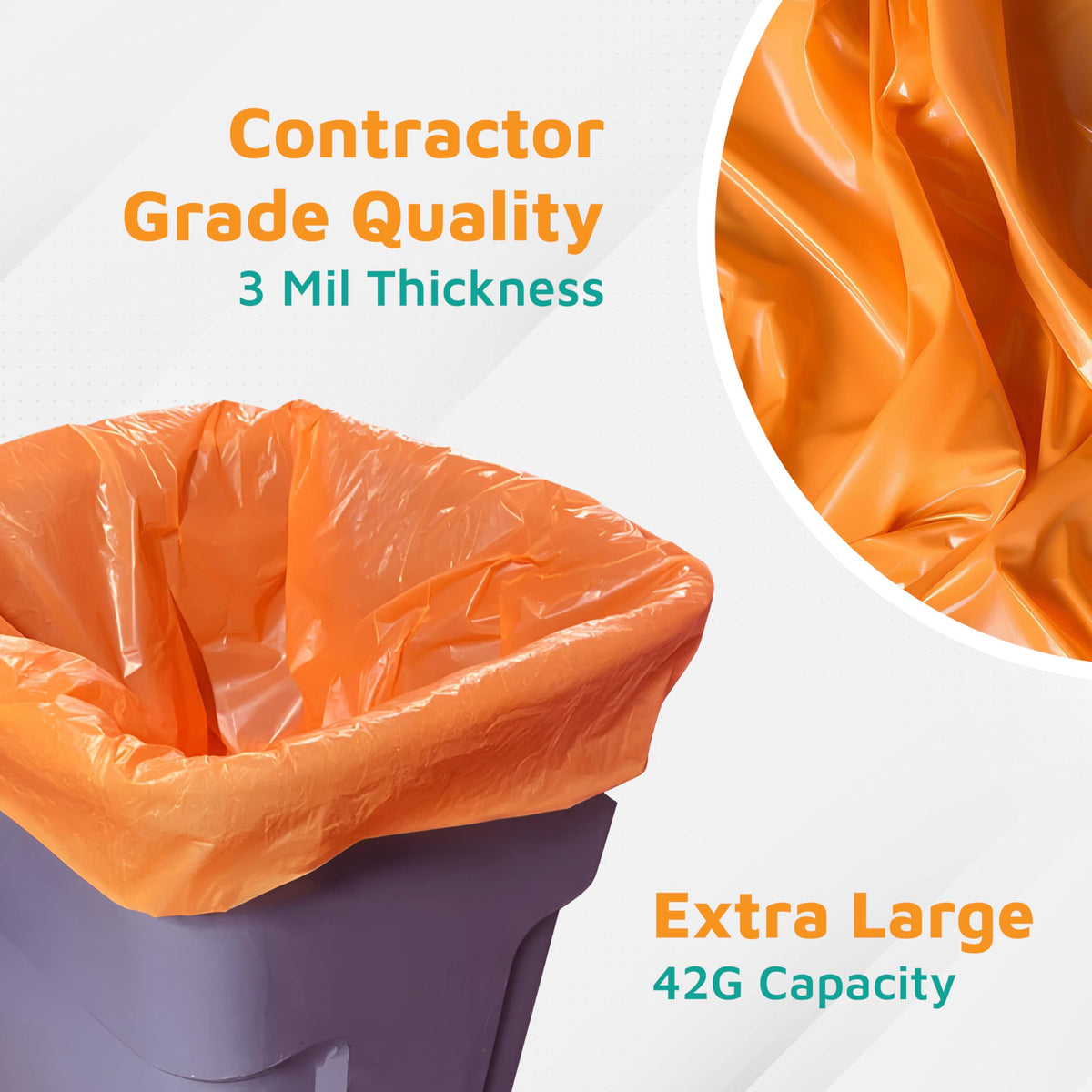 42-Gallon Heavy Duty Orange Contractor Bags 50-Count U431723