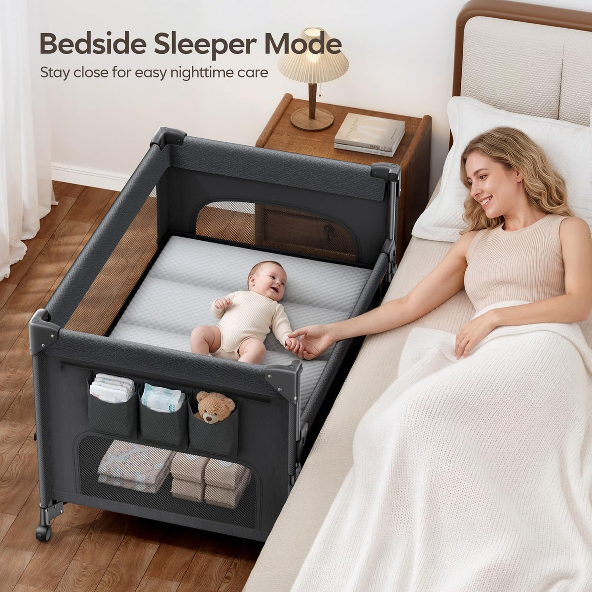 5-in-1 Baby Bassinet Bedside Crib with Changing Table X30755
