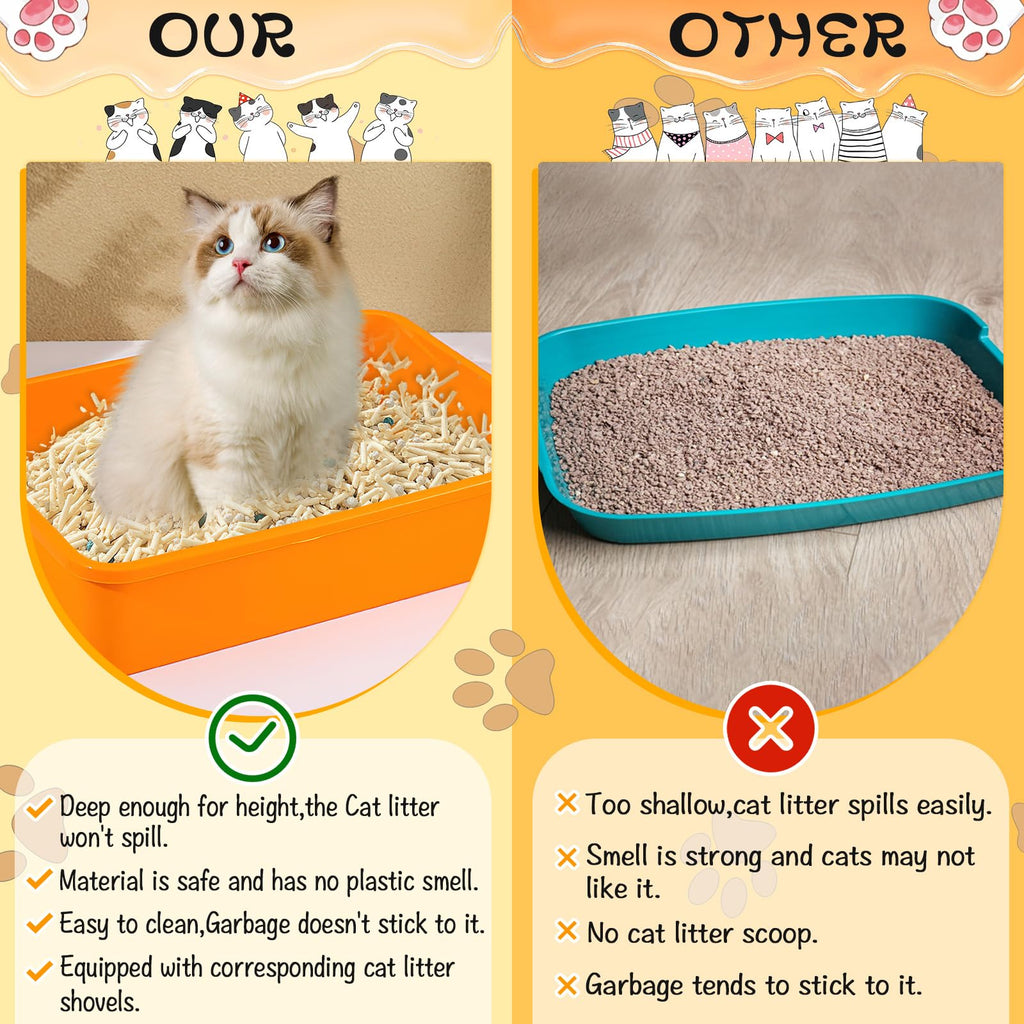 6 Pcs Plastic Kitten Litter Box Set with Scooper Q81750