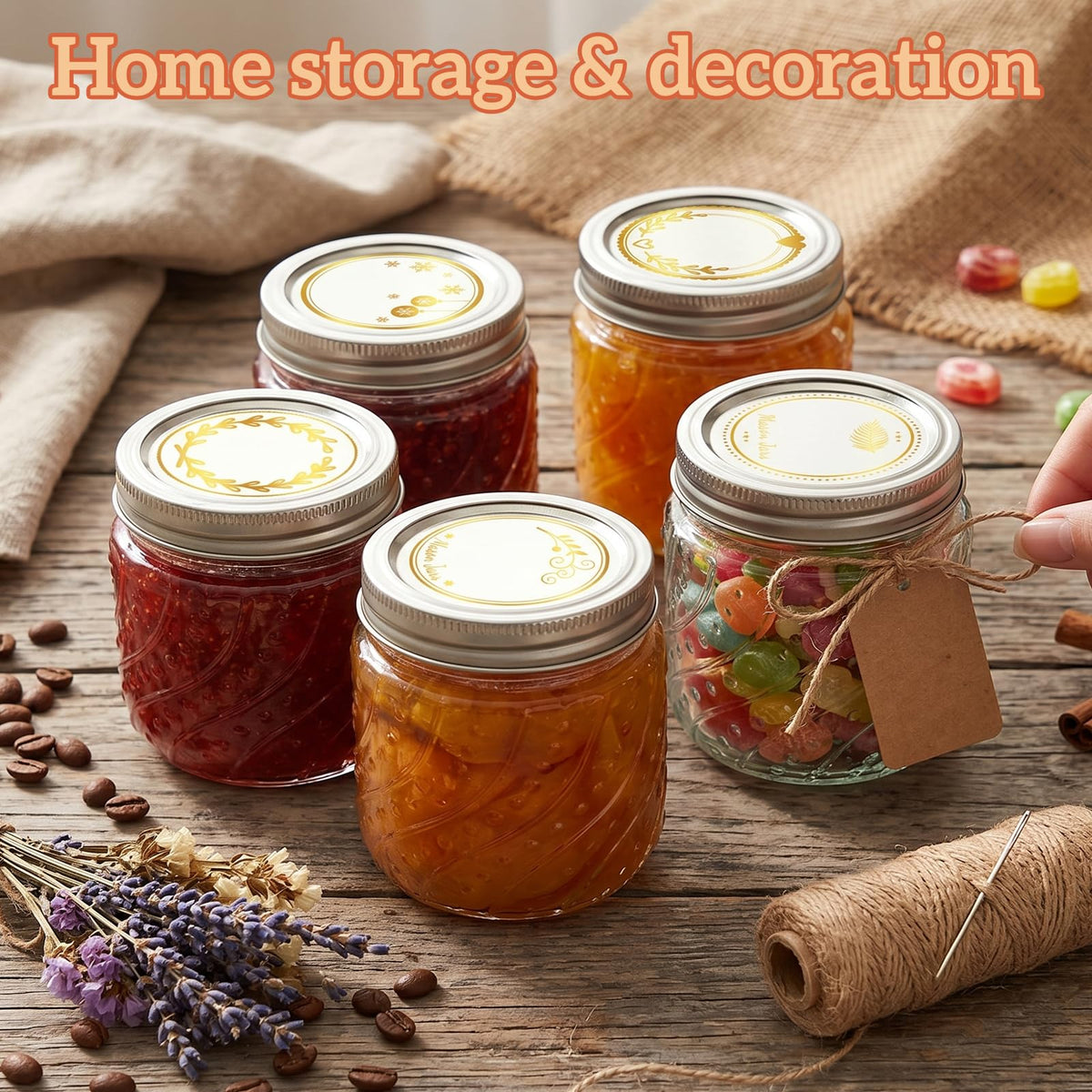 16oz Wide Mouth Mason Jars with Lids and Bands, 8 Pack Q81740