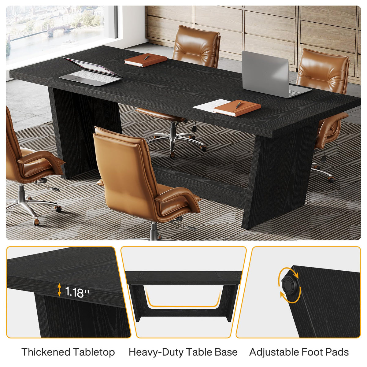 6 FT Rectangular Conference Table with Pedestal Base P324