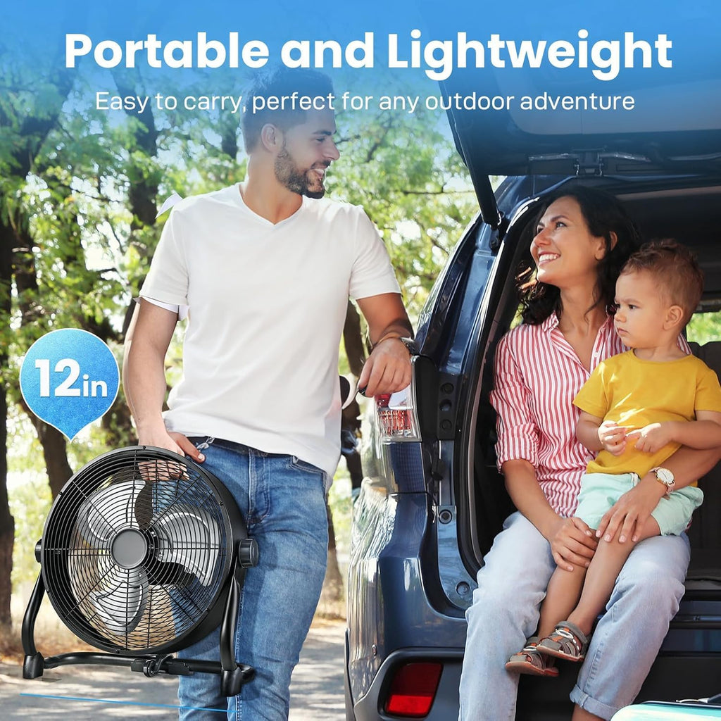 12" Rechargeable Battery Powered Portable Outdoor Fan B547