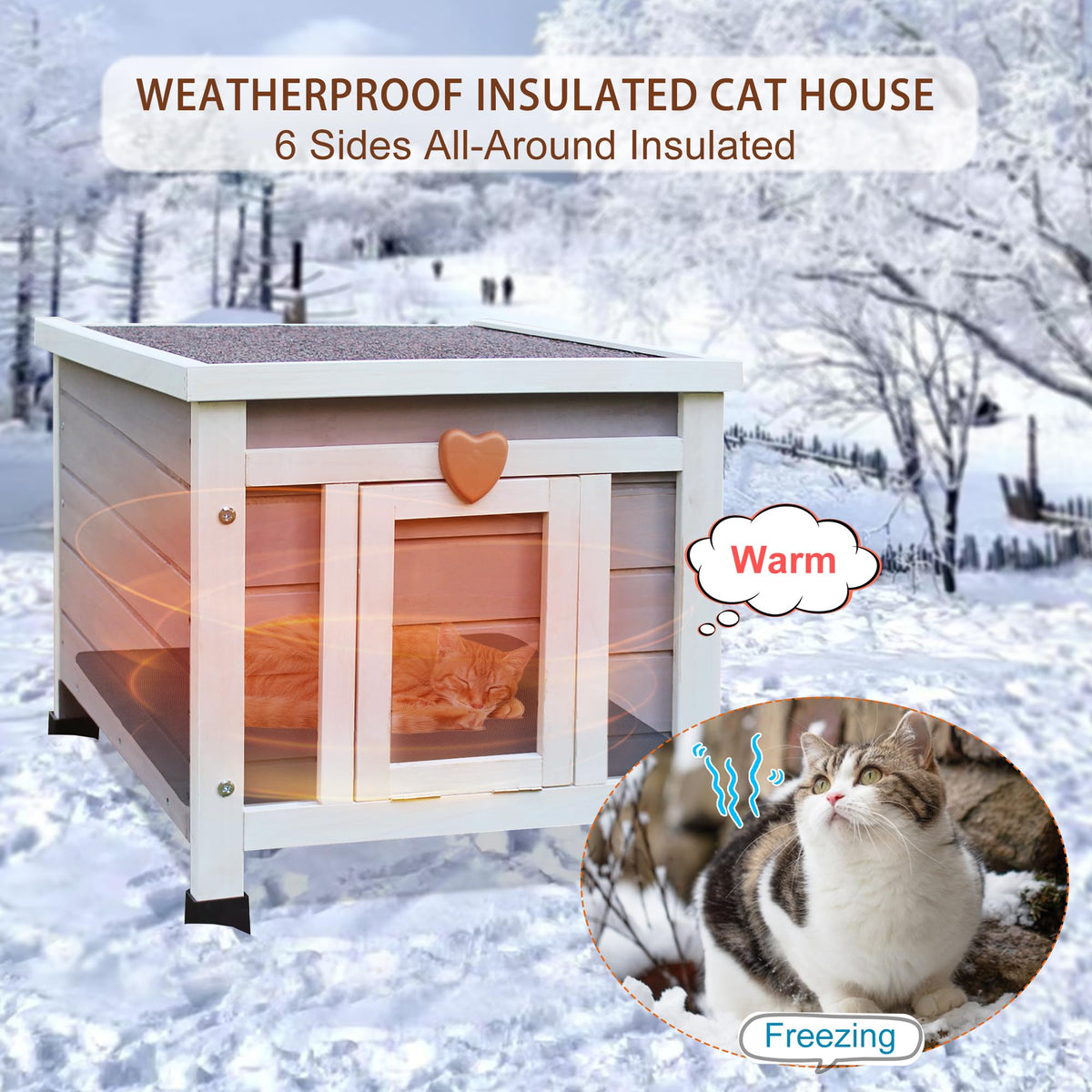 Insulated Outdoor Cat House with Liner L5186