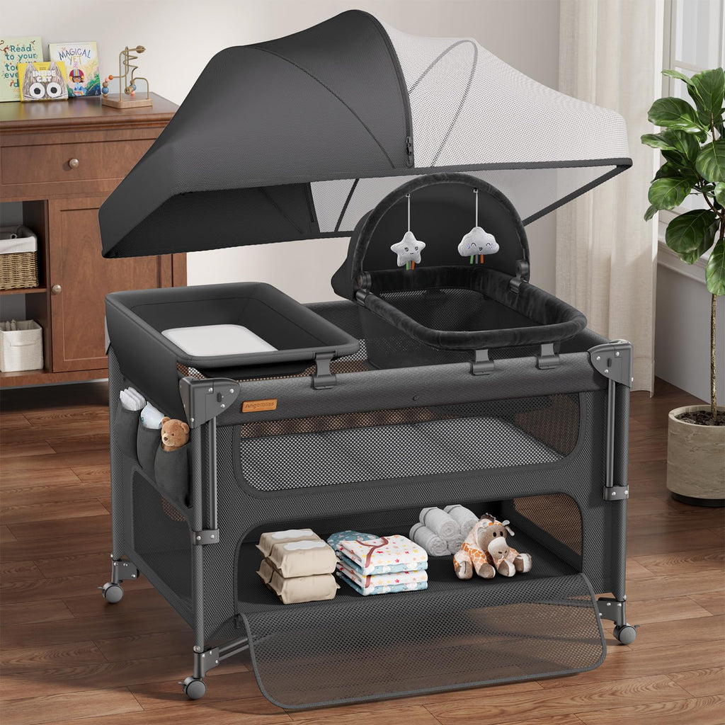 5-in-1 Baby Bassinet Bedside Crib with Changing Table X30755