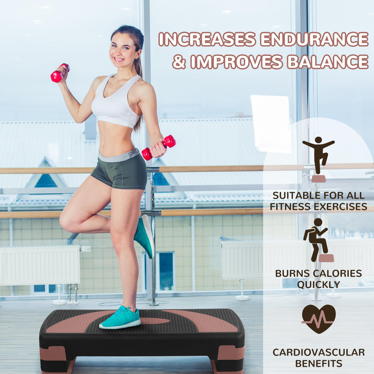 Adjustable Step Aerobic Platform with Risers L801255