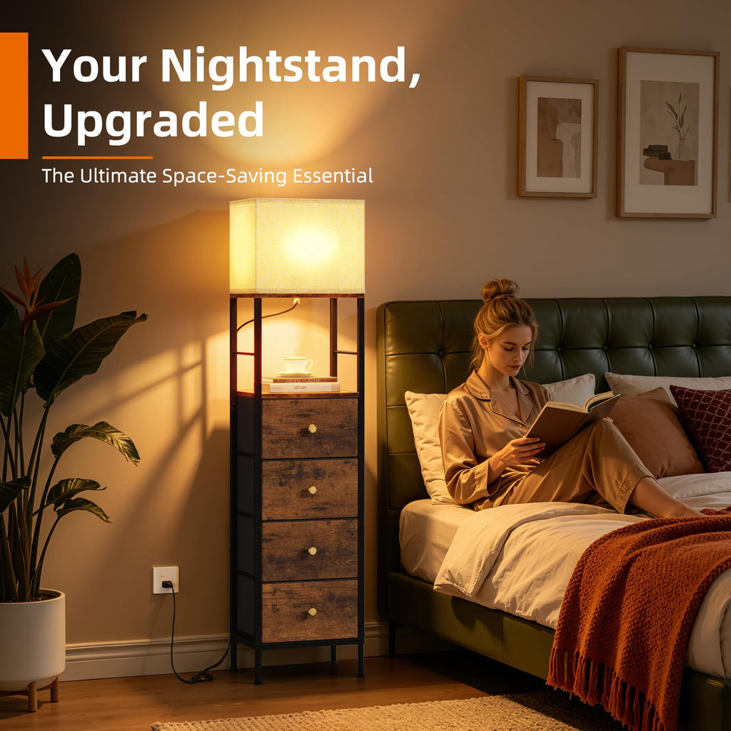 Tall Nightstand with Light & 4 Drawers G783