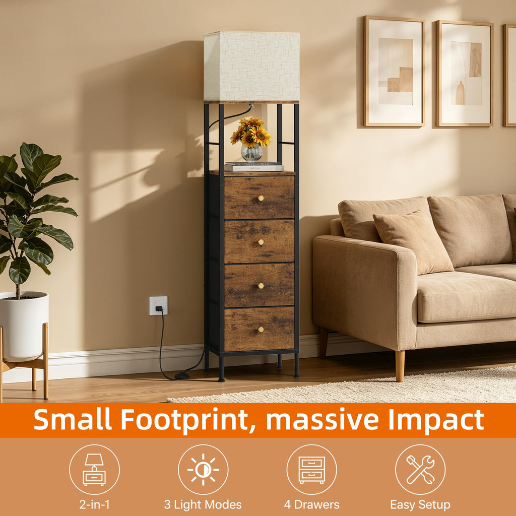 Tall Nightstand with Light & 4 Drawers G783