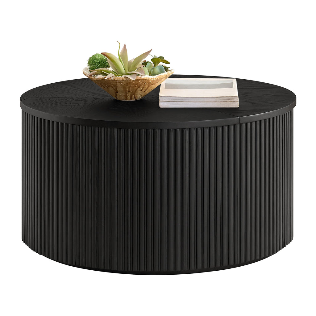 Black Fluted Round Coffee Table L154