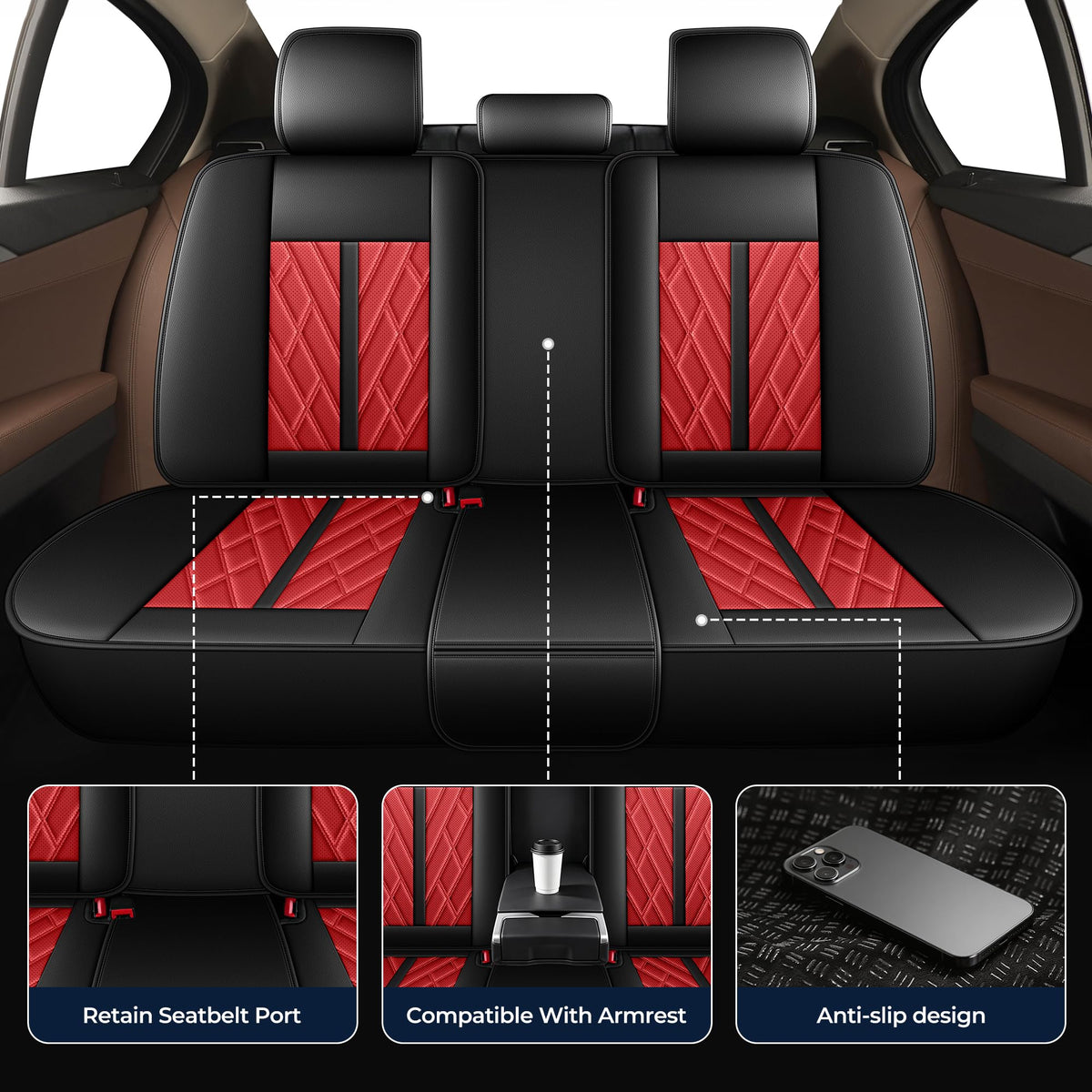 Leather Full Set 5 Seats Seat Covers P7676