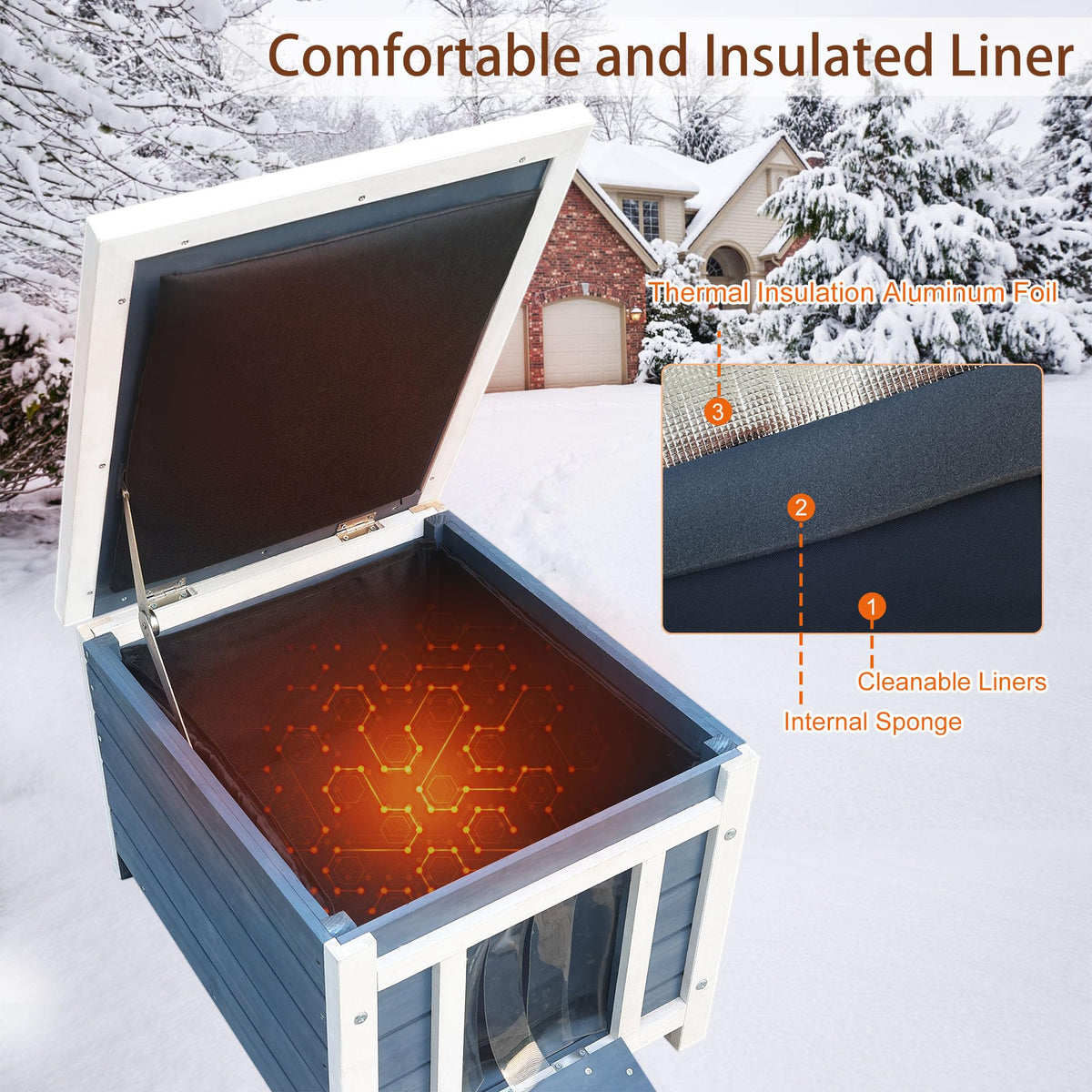 Insulated Outdoor Cat House with Liner L5186