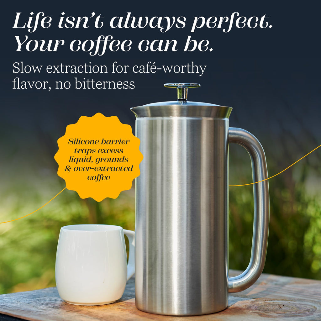 18oz Brushed Stainless Steel French Press J436