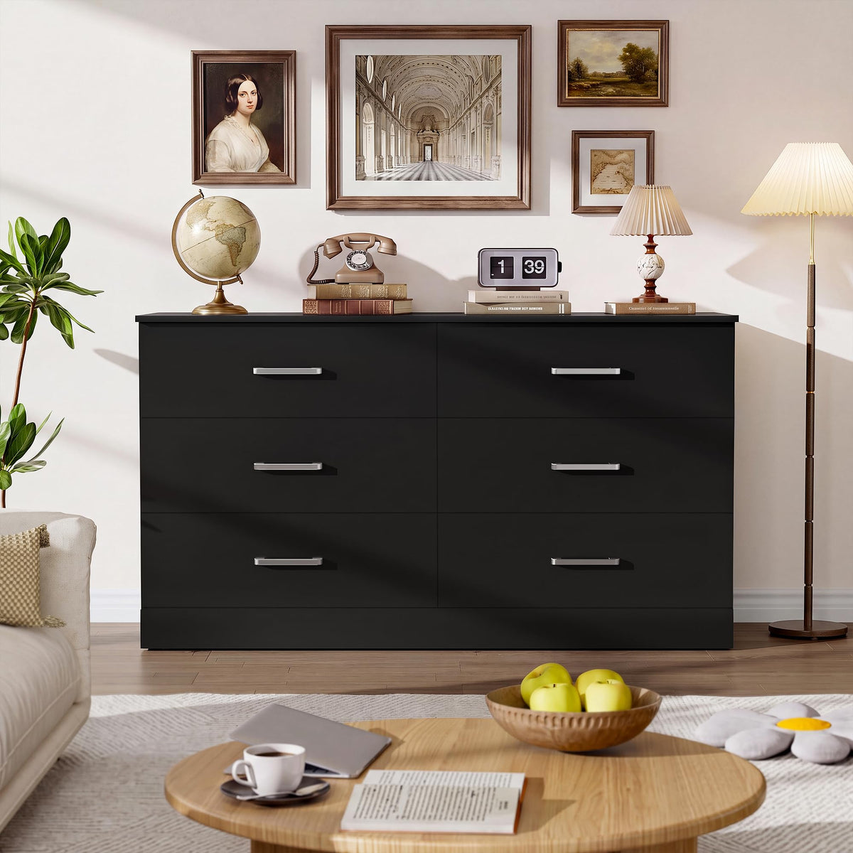 6 Drawer Dark Black Dresser K2038