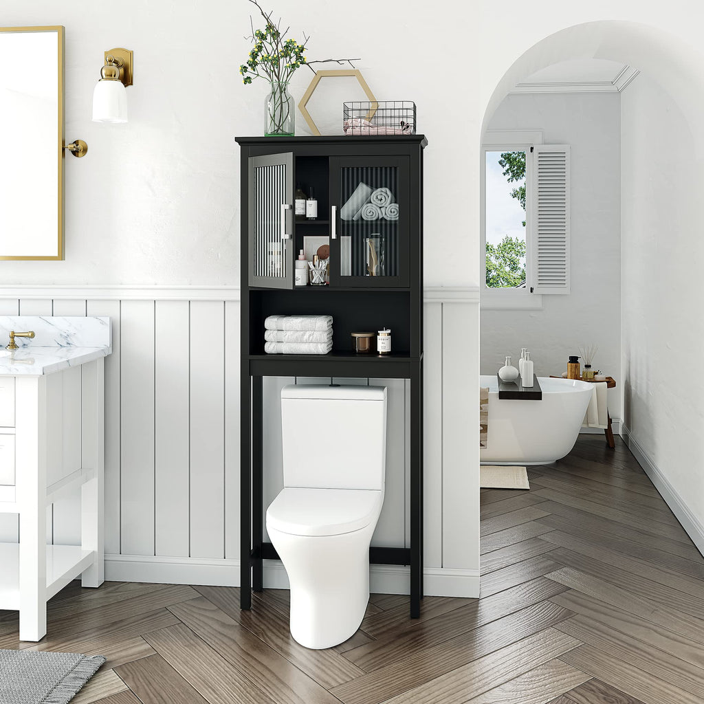 Over the Toilet Storage Cabinet with Glass Doors U201166