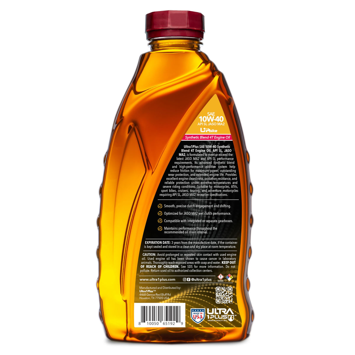 10W-40 Synthetic Blend Motorcycle Motor Oil 12 Quarts Z78004