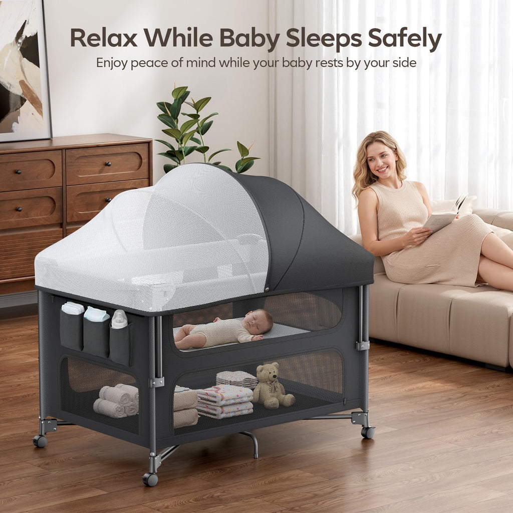 5-in-1 Baby Bassinet Bedside Crib with Changing Table X30755