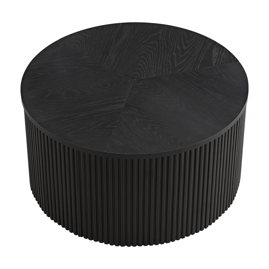Black Fluted Round Coffee Table L154
