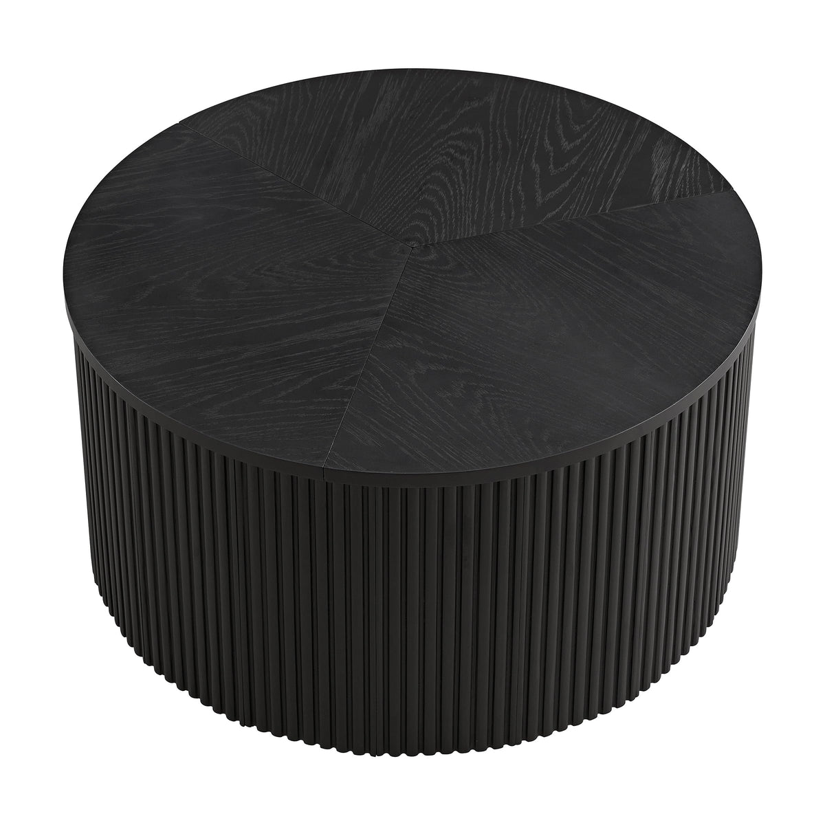 Black Fluted Round Coffee Table L154