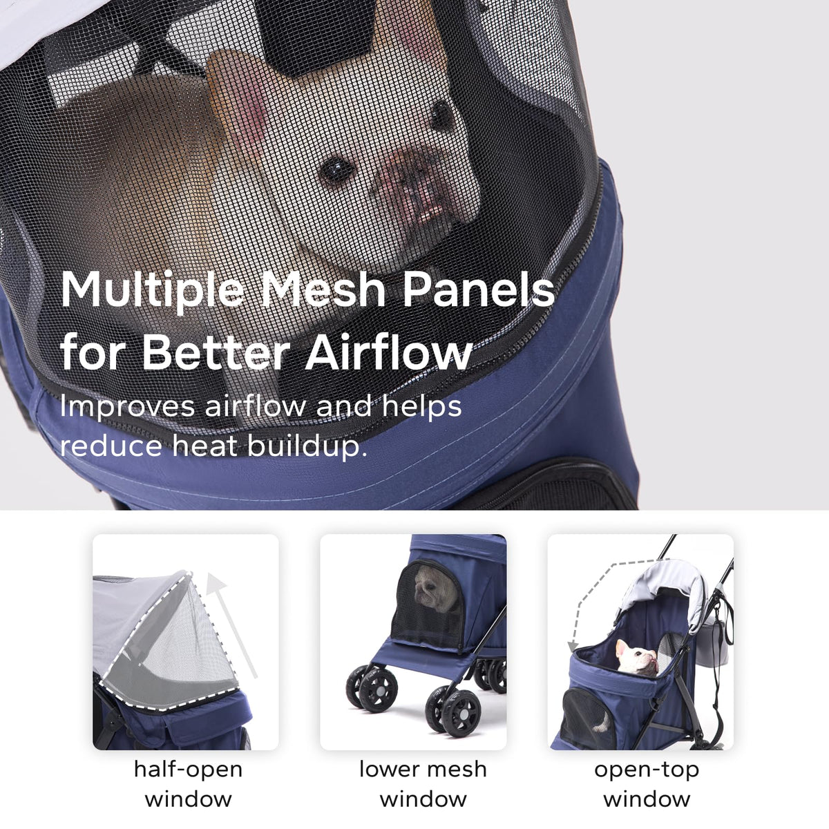 Foldable Pet Stroller for Small Dogs & Cats, 10 lbs, Blue Gray P381
