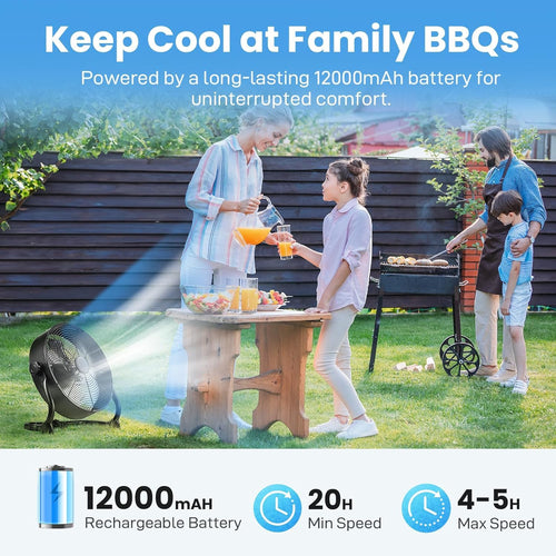12" Rechargeable Battery Powered Portable Outdoor Fan B547