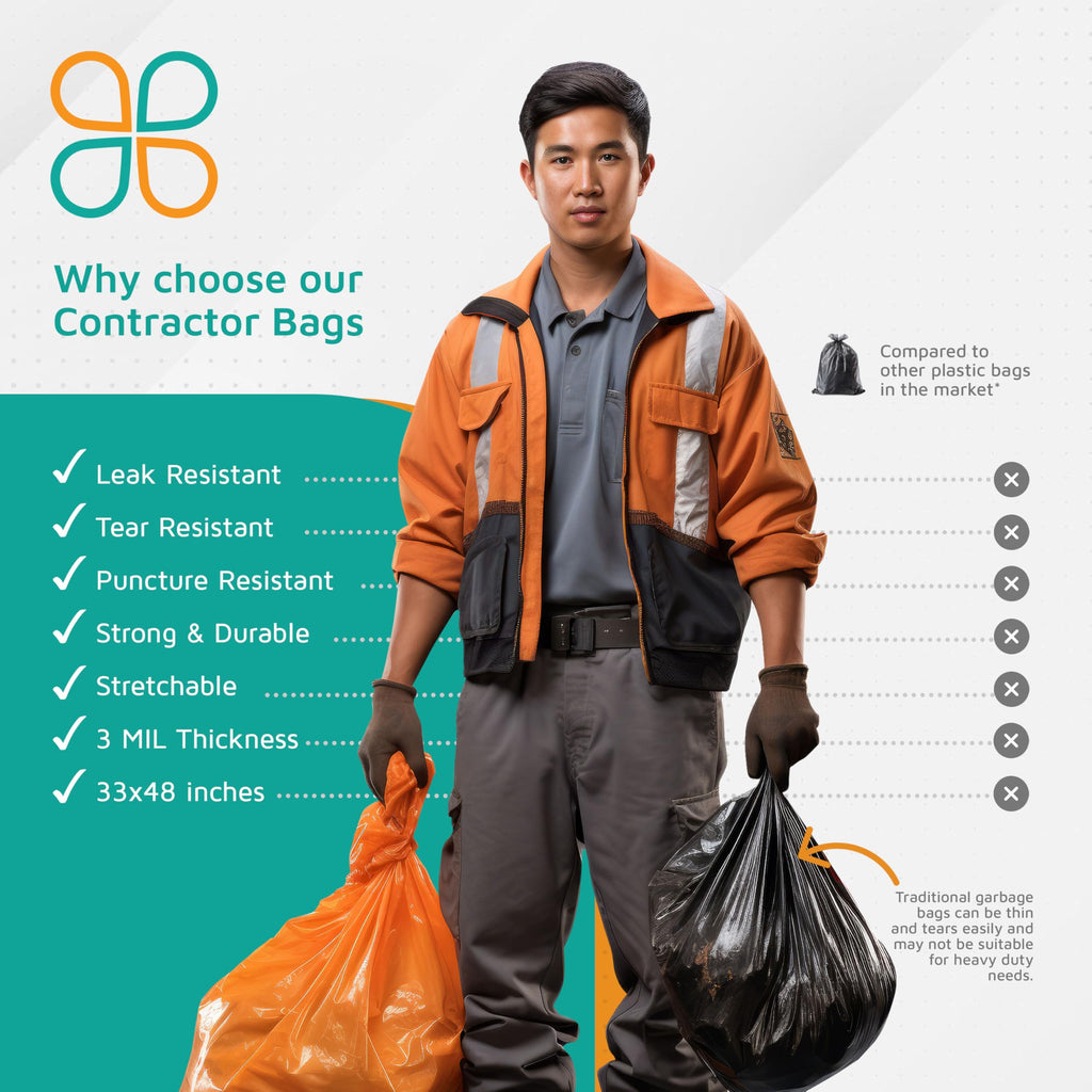 42-Gallon Heavy Duty Orange Contractor Bags 50-Count U431723