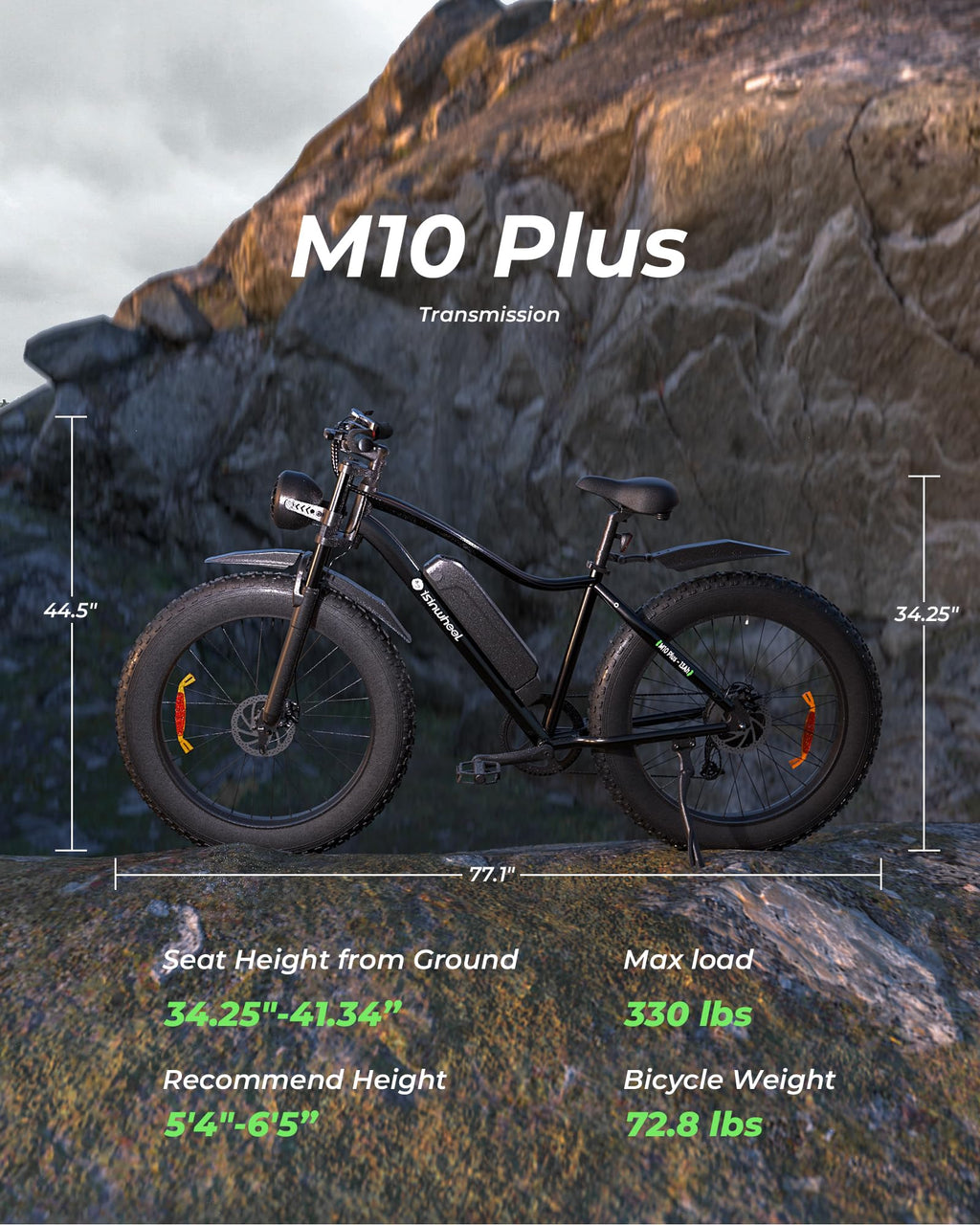 1000W Peak Motor 70 Miles Fat Tire Electric Bike F676