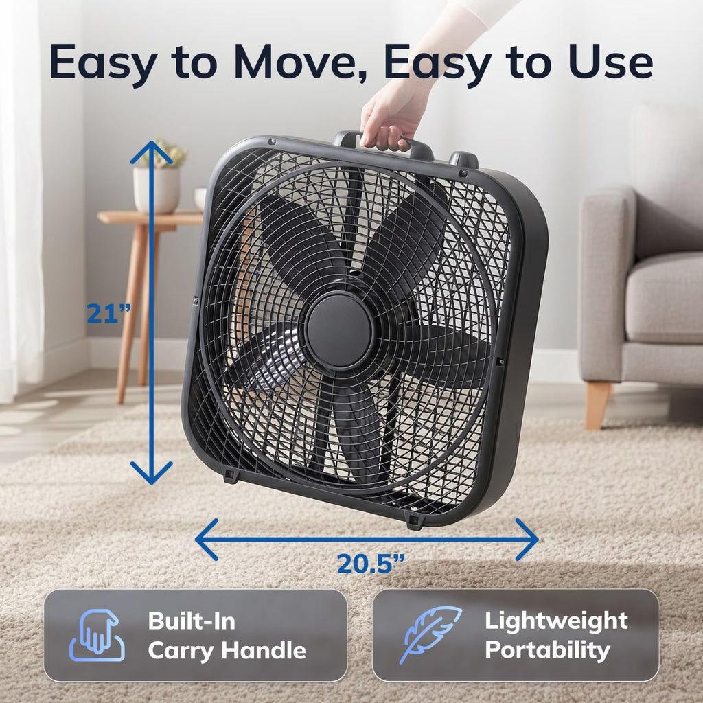 Black 3-Speed Box Fan G6612