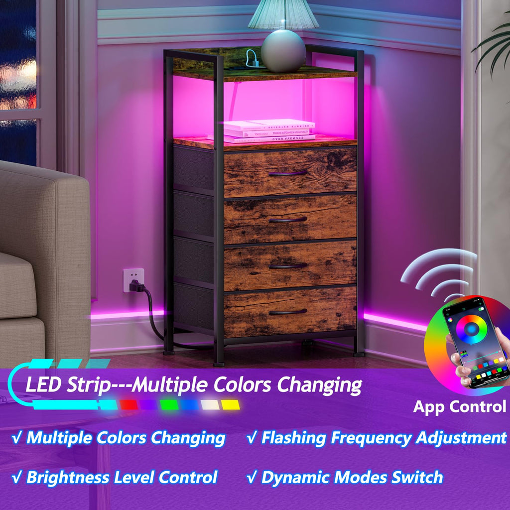 4 Drawer Night Stand with Charging Station P841