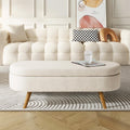 Beige Linen Upholstered Storage Ottoman Bench Z22749