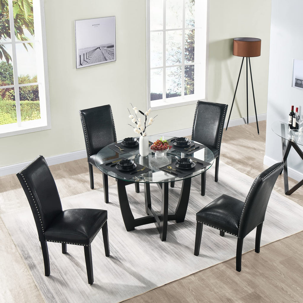 Black PU Dining Chairs Set of 2 B25803