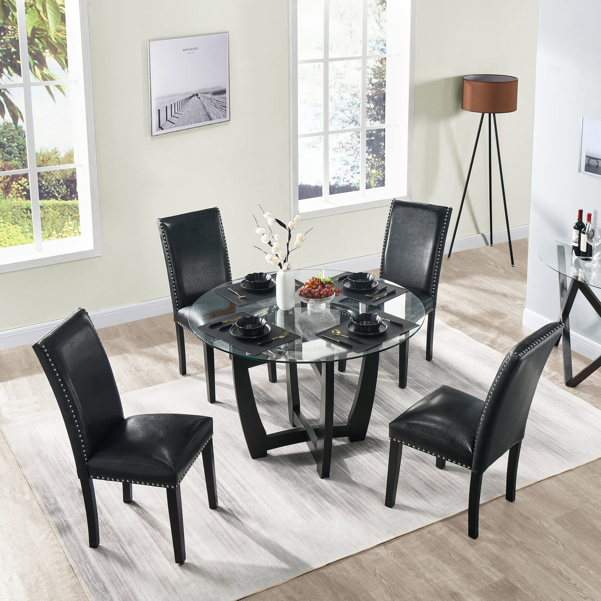 Black PU Dining Chairs Set of 2 B25803