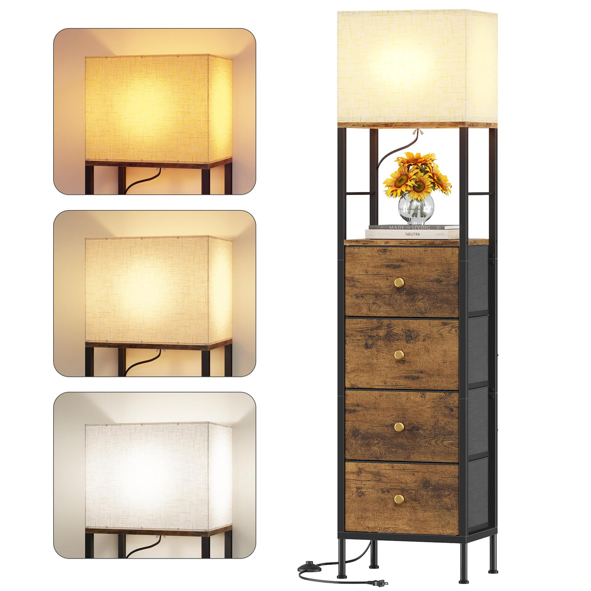 Tall Nightstand with Light & 4 Drawers G783